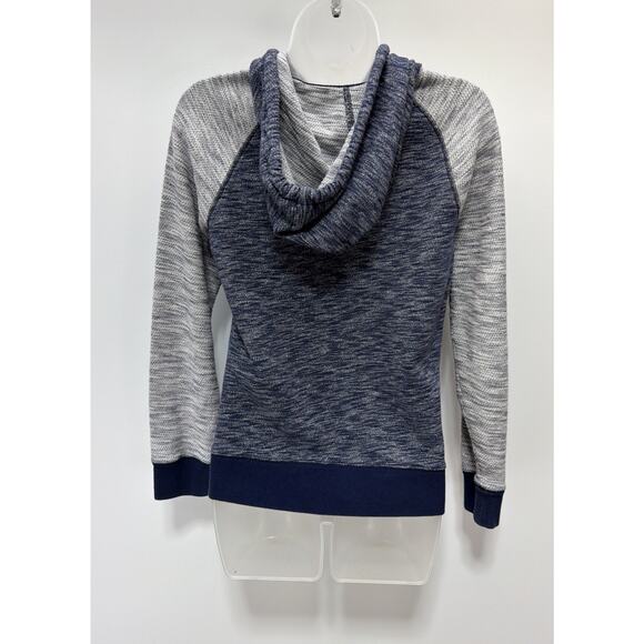 Express Fleece Hoodie Womens Full Zip Color Block XS Blue Drawstring - Picture 2 of 7